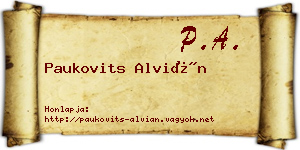 Paukovits Alvián névjegykártya